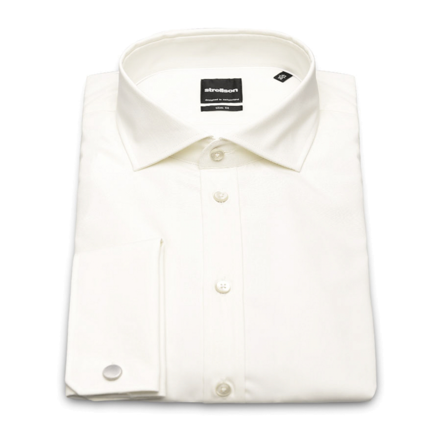 Blaast op Bowling Orthodox Off White overhemd met dubbelmanchet en normale mouwlengte (65cm) van het  merk Strellson 1101662/199 JAMUE UMA Off White